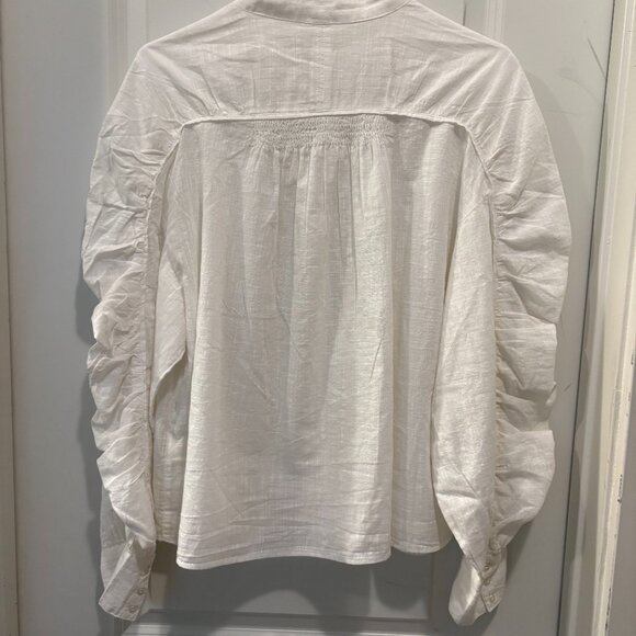 Free People "Maraya Ruched Puff-Sleeve" Cotton Blouse - Picture 5 of 9